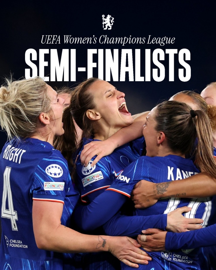 女足歐冠：切爾西3-0曼城&總比分3-2逆轉晉級四強，將對陣巴薩